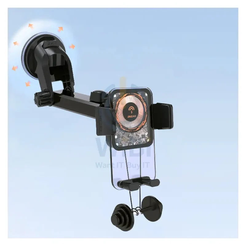 DUDAO F19 2-IN-1 Wireless Charging Phone Car Holder - 15W / Black
