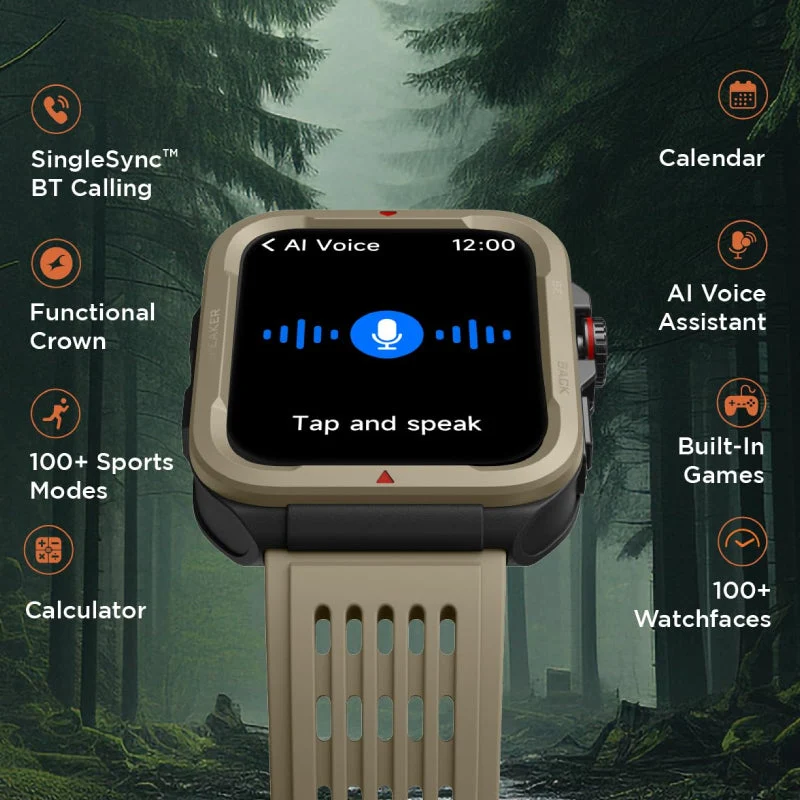 Fastrack Active Smart Watch - 1.83"TFT / Bluetooth / Khaki