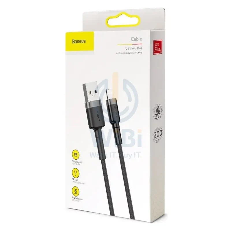 Baseus Cafule USB to Lightning Cable / 3 Meters - Gray/Black