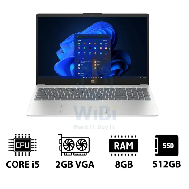 HP 15-FD0147NE - 15.6" FHD / i5 / 8GB / 512GB (NVMe M.2 SSD) / MX570 2GB VGA / Win 11 Pro / 1YW / Natural Silver - Laptop
