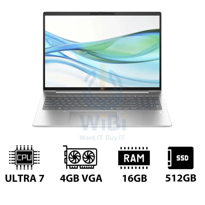 HP ProBook 460 G11 - 16" WUXGA / Ultra 7 155H / 16GB / 512GB (NVMe M.2 SSD) / 4GB VGA / DOS (Without OS) / 1YW / Pike silver - Laptop