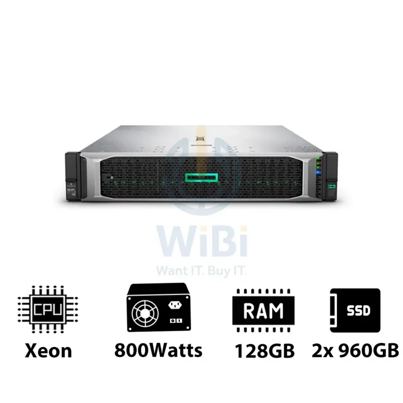 HP ProLiant DL380 G10 - Xeon-2.40GHz / 10-Cores / 128GB / 2x 960GB SSD / 800Watts / Rack(2U)