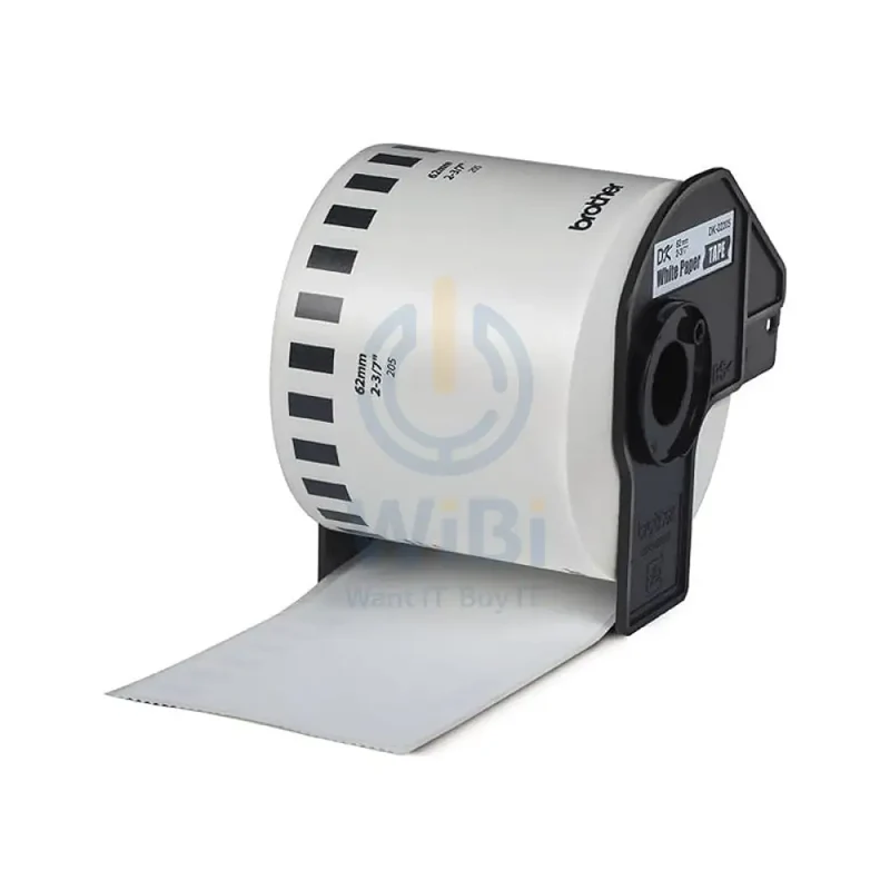 Brother DK-22205 Continuous Length Paper Tape - 62mm / Black on White
