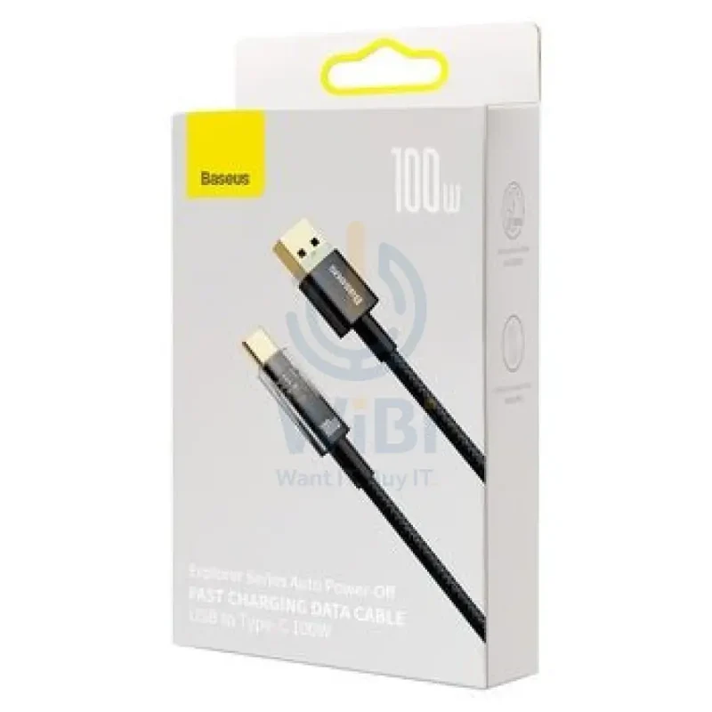Baseus Explorer Series Auto Power-Off Fast Charging Data Cable USB to Type-C - 100W / 2m / Black