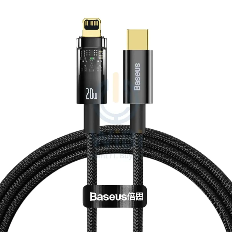Baseus Explorer Series Auto Power-Off Fast Charging Data Cable - Lightning / Type-C / 20W / 1 Meter / Black