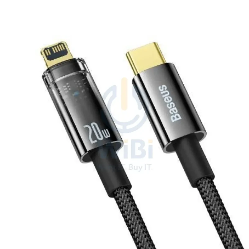 Baseus Explorer Series Auto Power-Off Fast Charging Data Cable - Lightning / Type-C / 20W / 1 Meter / Black