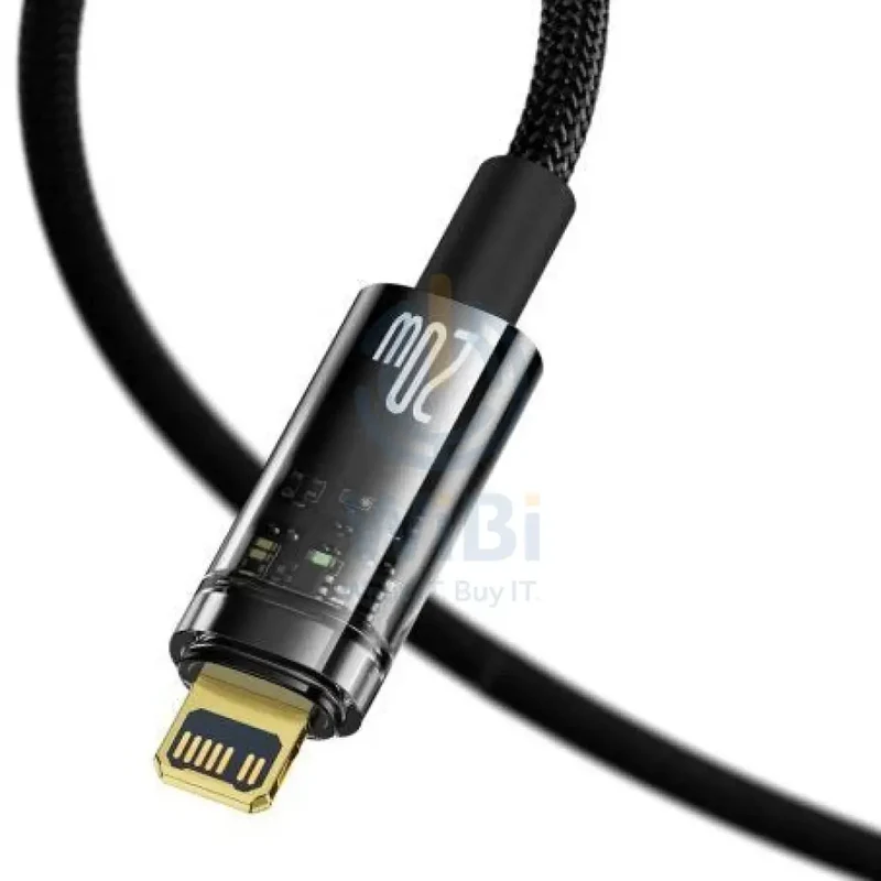 Baseus Explorer Series Auto Power-Off Fast Charging Data Cable - Lightning / Type-C / 20W / 1 Meter / Black