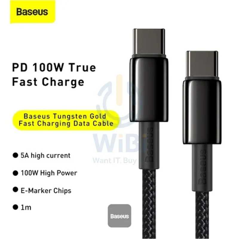 Baseus Tungsten Gold Fast Charging Data Cable - Type-C / 100W / 1Meter / Black