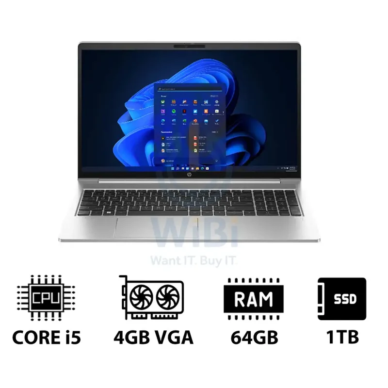 HP ProBook 450 G10 - 15.6" FHD / i5 / 64GB / 1TB (NVMe M.2 SSD) / 4GB VGA / Win 11 Pro / 1YW - Laptop