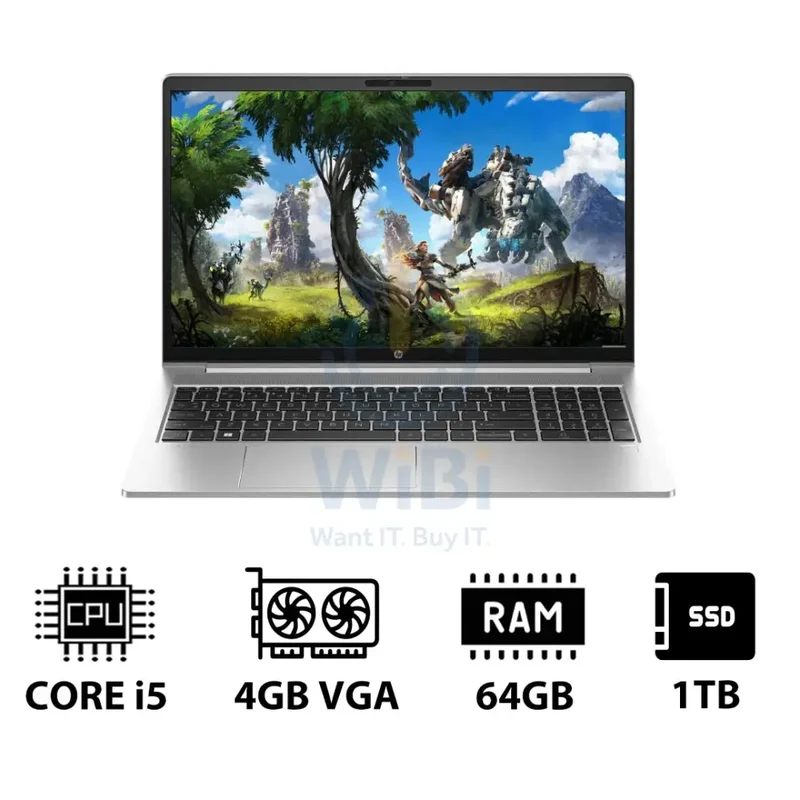 HP ProBook 450 G10 - 15.6" FHD / i5 / 64GB / 1TB (NVMe M.2 SSD) / 4GB VGA / DOS (Without OS) / 1YW - Laptop