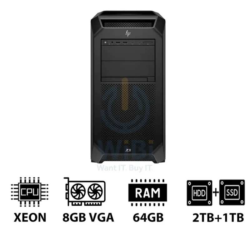 HP Z8 G5 Workstation - Xeon-2.0GHz / 12-Cores / 64GB / 2TB HDD + 1TB (NVMe M.2 SSD) / T1000 8GB VGA / DOS (Without OS) / 3YW