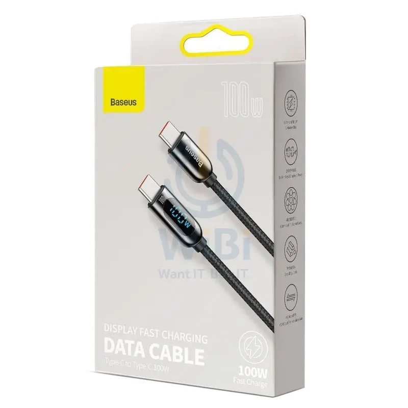 Baseus Display Fast Charging Data Cable Type-C to Type-C - 100W / 2m / Black