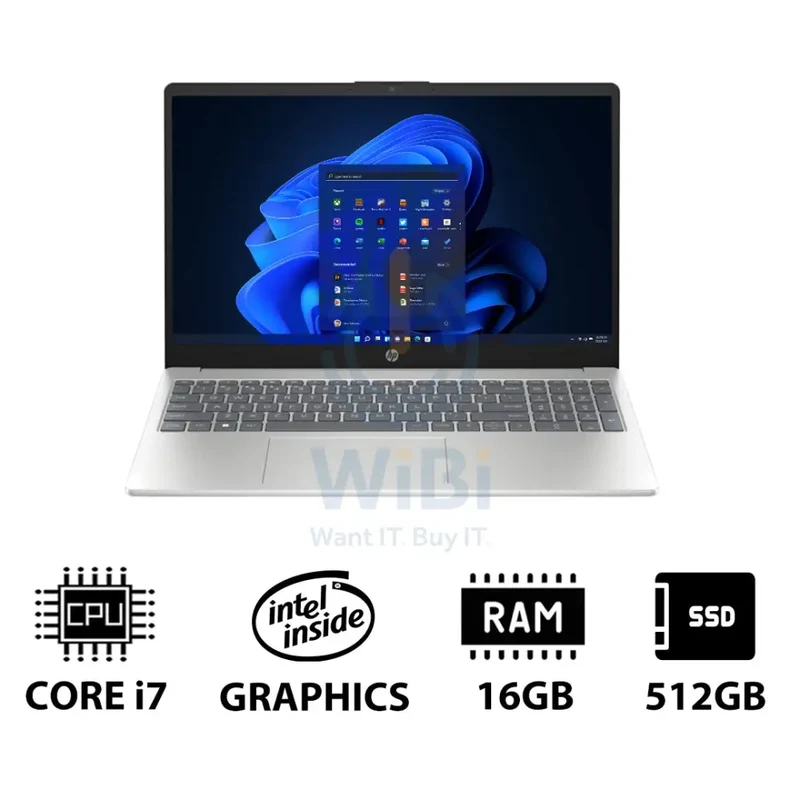 HP 15-FD0144NE - 15.6" FHD / i7 / 16GB / 512GB (NVMe M.2 SSD) / Win 11 Pro / 1YW / Natural Silver - Laptop