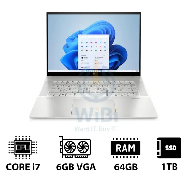 HP ENVY - 16" WQXGA / RTX 3060 6GB VGA / i7 / 64GB / 1TB (NVMe M.2 SSD) / Natural Silver Aluminum