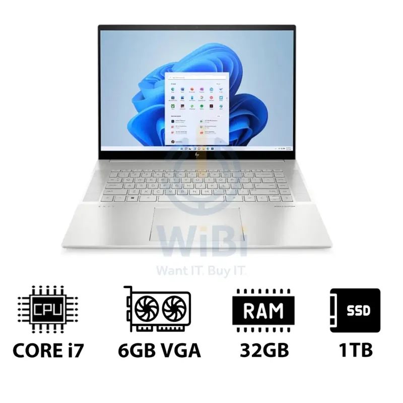 HP ENVY - 16" WQXGA / RTX 3060 6GB VGA / i7 / 32GB / 1TB (NVMe M.2 SSD) / Natural Silver Aluminum