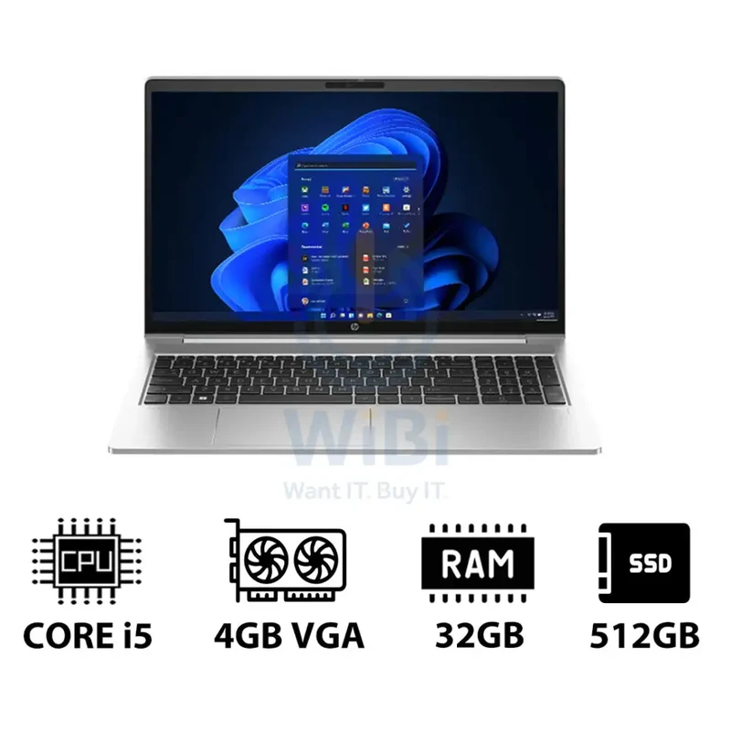 HP ProBook 450 G10 - 15.6" FHD / i5 / 32GB / 512GB (NVMe M.2 SSD) / 4GB VGA / Win 11 Pro / 1YW - Laptop
