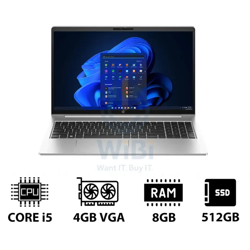 HP ProBook 450 G10 - 15.6" FHD / i5 / 8GB / 512GB (NVMe M.2 SSD) / 4GB VGA / Win 11 Pro / 1YW - Laptop