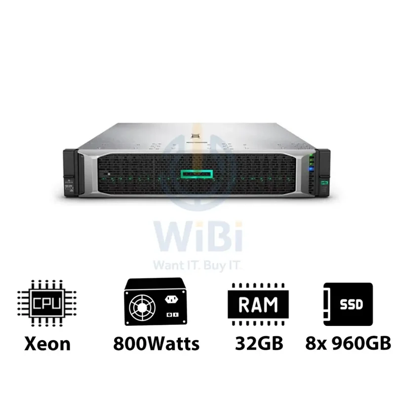 HP ProLiant DL380 G10 - Xeon-2.40GHz / 10-Cores / 32GB / 8x 960GB SSD / 800Watts / Rack(2U)