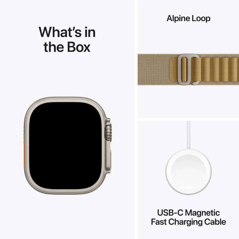 Apple Watch Ultra 2 (2024) - LTPO OLED / 64GB / 49mm / Medium / Bluetooth / Wi-Fi / Cellular / Tan Alpine Loop