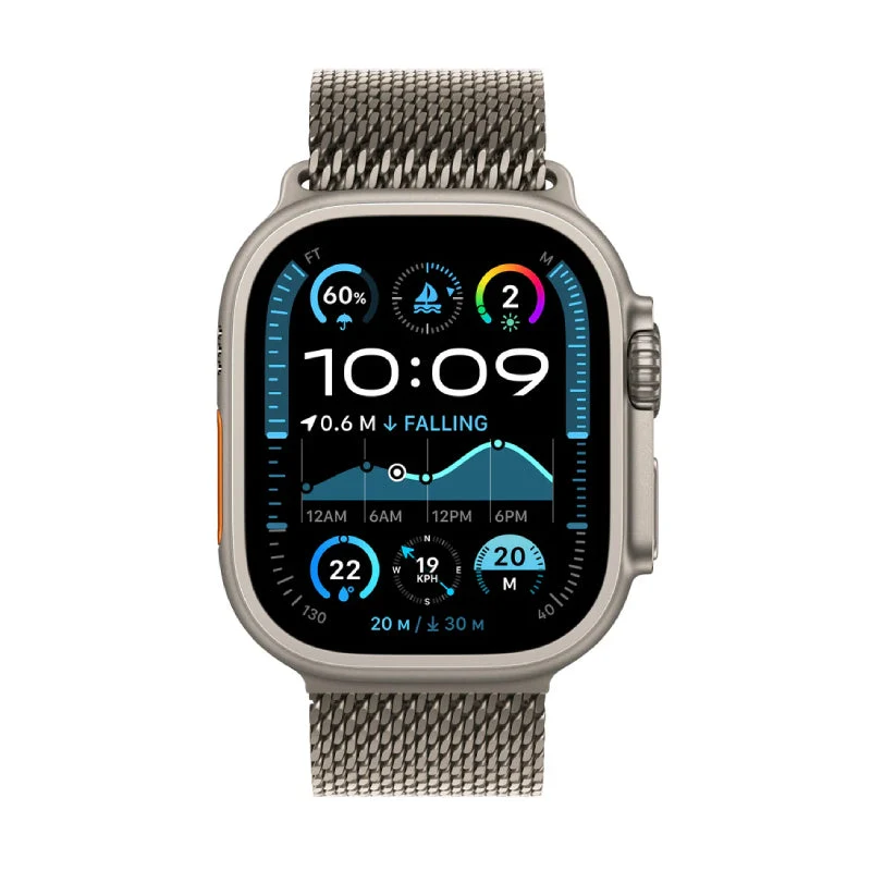 Apple Watch Ultra 2 (2024) - LTPO OLED / 64GB / 49mm / Bluetooth / Wi-Fi / Cellular / Medium / Natural Titanium Milanese Loop