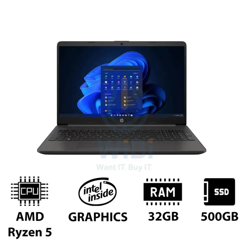 HP 255 G8 - 15.6" FHD / AMD Ryzen 5 / 32GB / 500GB (NVMe M.2 SSD) / Win 11 Pro / 1YW - Laptop