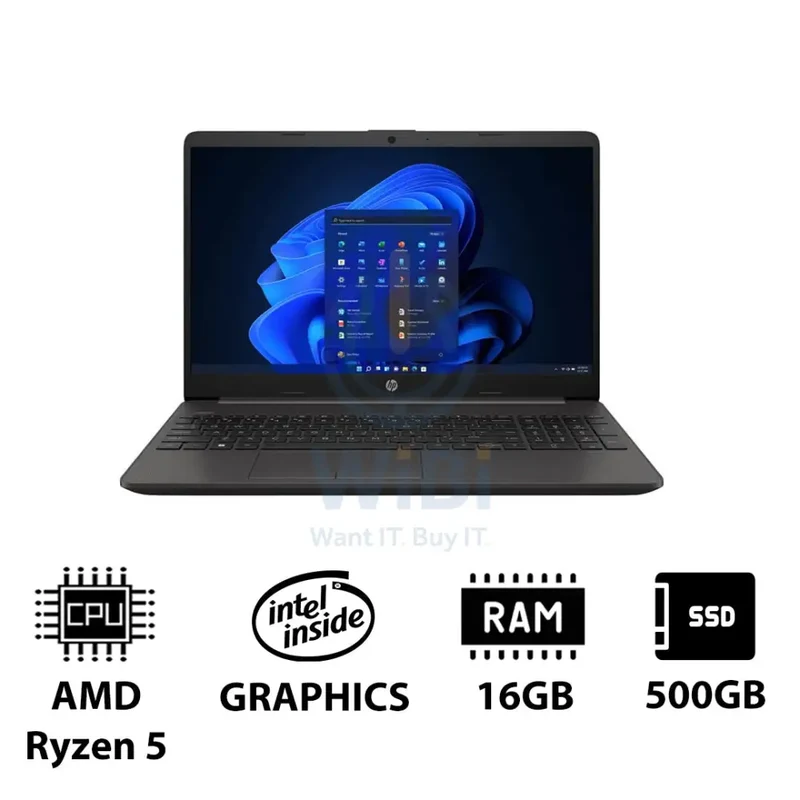 HP 255 G8 - 15.6" FHD / AMD Ryzen 5 / 16GB / 500GB (NVMe M.2 SSD) / Win 11 Pro / 1YW - Laptop