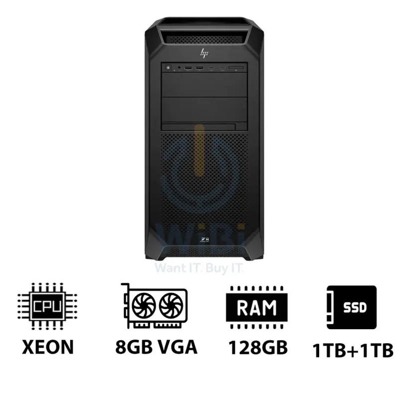 HP Z8 G5 Workstation - Xeon-2.0GHz / 12-Cores / 128GB / 1TB + 1TB (NVMe M.2 SSD) / T1000 8GB VGA / DOS (Without OS) / 3YW