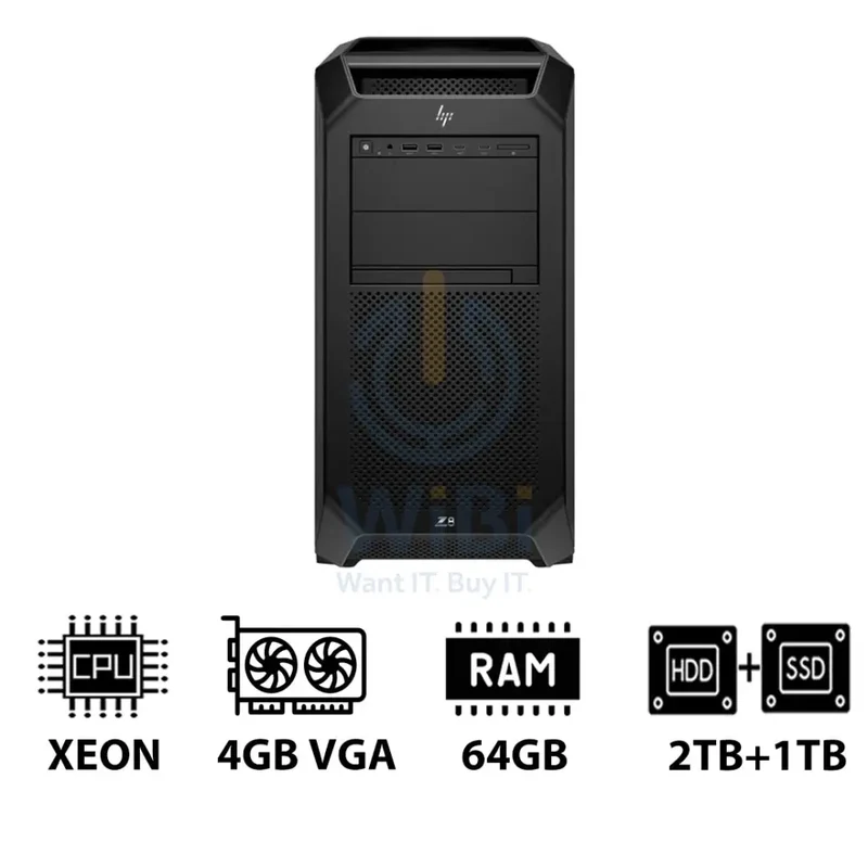HP Z8 G5 Workstation - Xeon-2.0GHz / 12-Cores / 64GB / 2TB HDD + 1TB (NVMe M.2 SSD) / T400 4GB VGA / DOS (Without OS) / 3YW