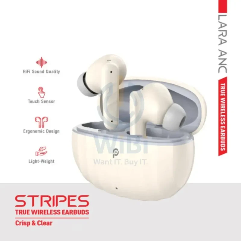 PowerO+ Stripes True Wireless Earbuds - 280mAh / Beige/Grey