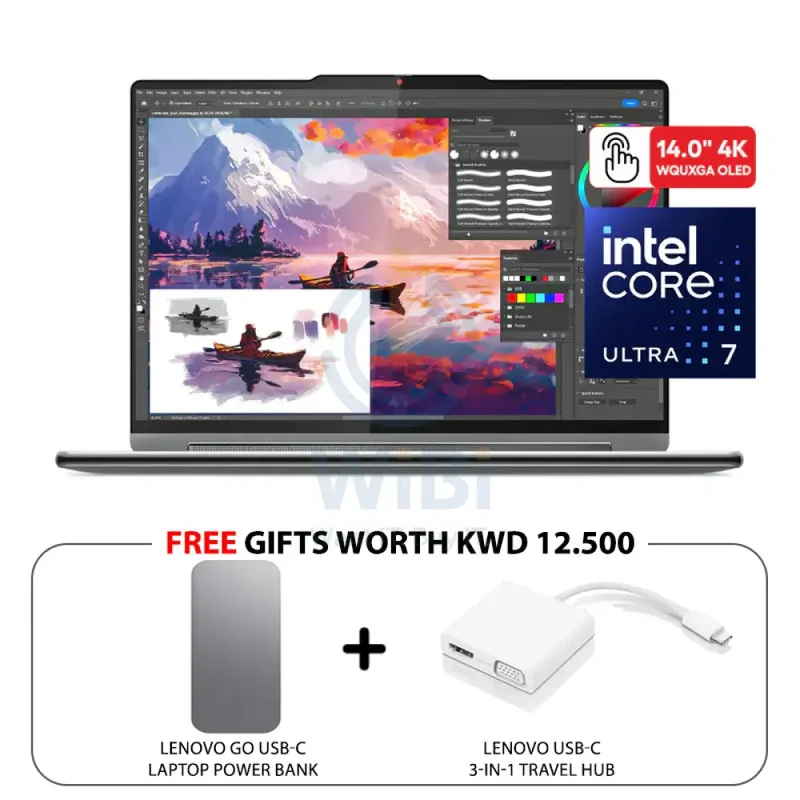Lenovo Yoga 9 2-in-1 Gen 9 - 14.0" 4K WQUXGA OLED Touch / Ultra 7 155H / 16GB / 1TB (NVMe M.2 SSD) / Win 11 Home / Arb/Eng / 2YW / Lenovo Slim Pen / USB-C 3-in-1 Hub + Lenovo YOGA 14-inch Sleeve / Luna Grey - Laptop