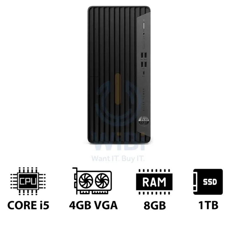 HP Elite Tower 800 G9 - i5 / 8GB / 1TB (NVMe M.2 SSD) / 4GB VGA / Win 10 Pro / 1YW - Desktop