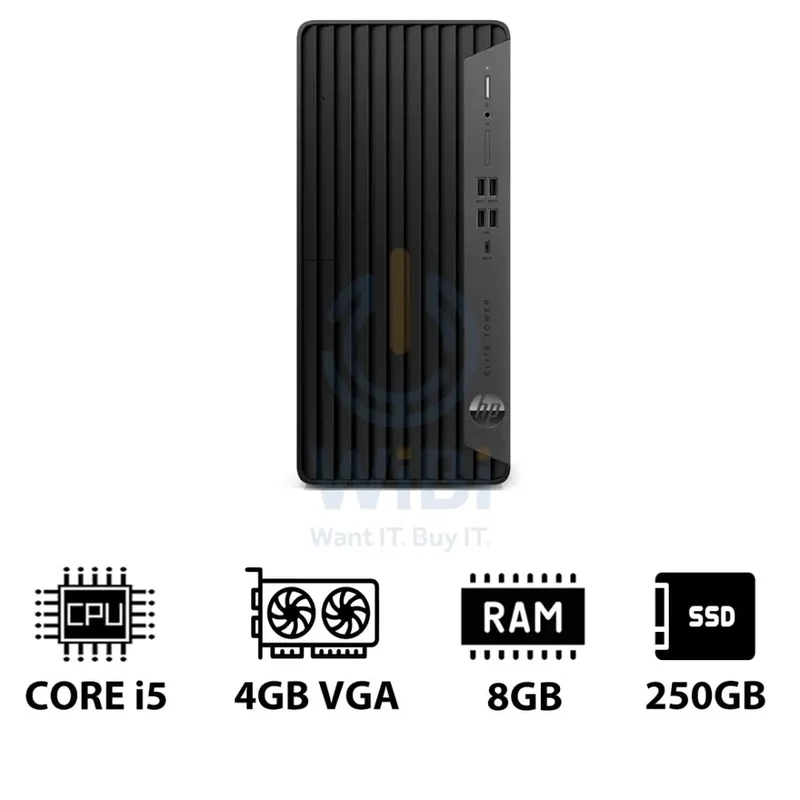 HP Elite Tower 800 G9 - i5 / 8GB / 250GB (NVMe M.2 SSD) / 4GB VGA / Win 10 Pro / 1YW - Desktop