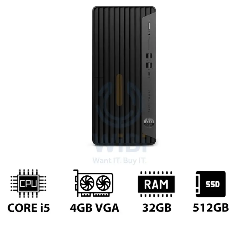 HP Elite Tower 800 G9 - i5 / 32GB / 512GB (NVMe M.2 SSD) / 4GB VGA / Win 10 Pro / 1YW - Desktop