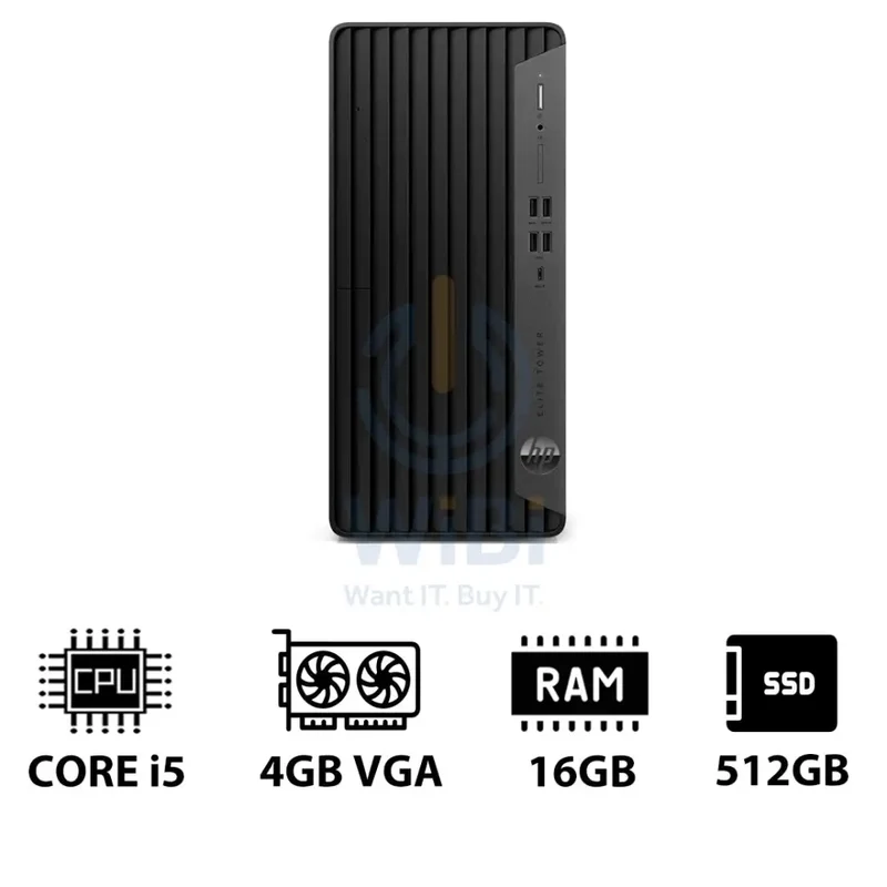 HP Elite Tower 800 G9 - i5 / 16GB / 512GB (NVMe M.2 SSD) / 4GB VGA / Win 10 Pro / 1YW - Desktop