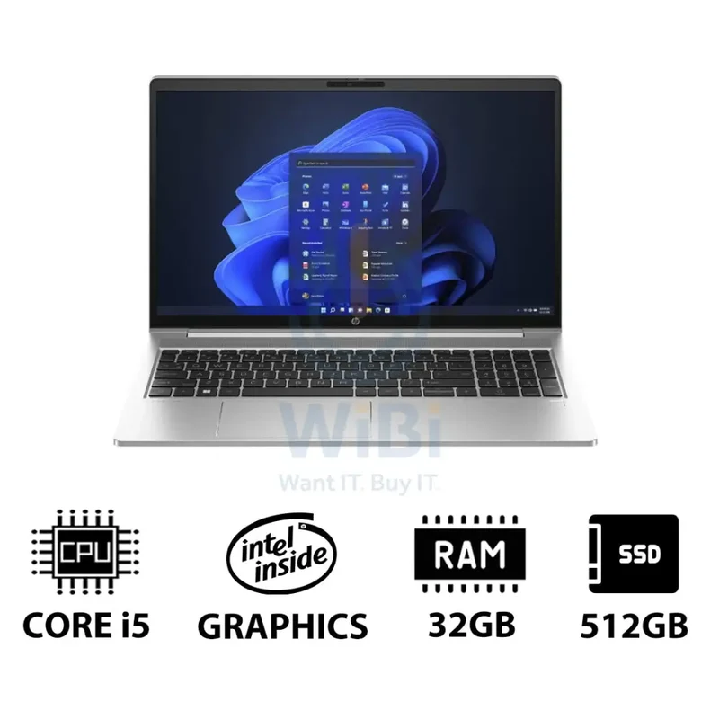HP ProBook 450 G10 - 15.6" FHD / i5 / 32GB / 512GB (NVMe M.2 SSD) / Win 11 Pro / 1YW - Laptop