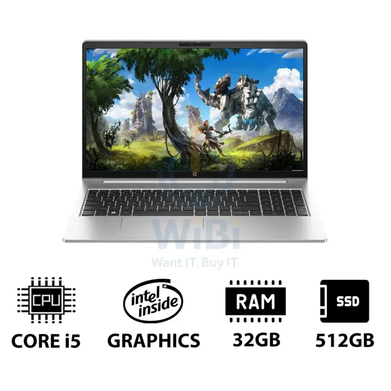 HP ProBook 450 G10 - 15.6" FHD / i5 / 32GB / 512GB (NVMe M.2 SSD) / DOS (Without OS) / 1YW - Laptop