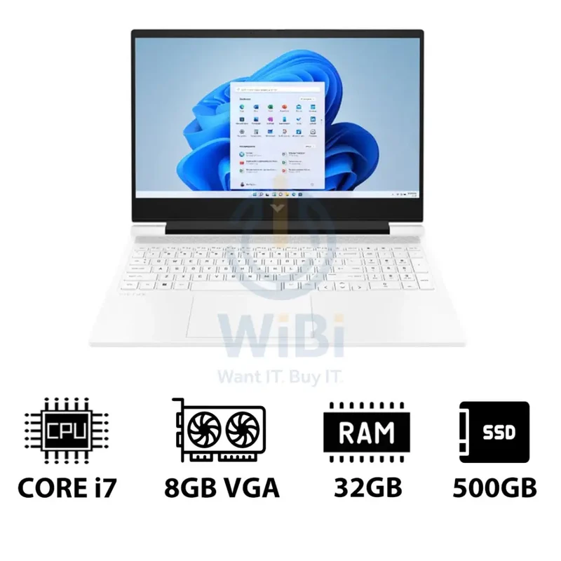 HP Victus Gaming Laptop 16-R1050NE - 16.1" FHD / i7 / 32GB / 500GB (NVMe M.2 SSD) / RTX 4070 8GB VGA / Win 11 Pro / 1YW / Ceramic White - Laptop