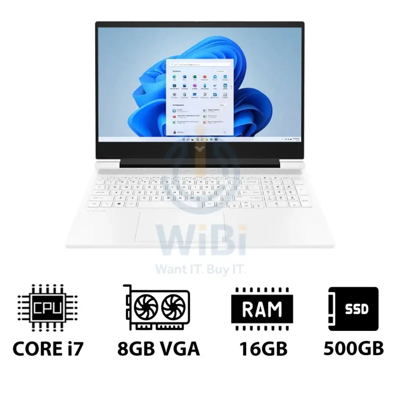 HP Victus Gaming Laptop 16-R1050NE - 16.1" FHD / i7 / 16GB / 500GB (NVMe M.2 SSD) / RTX 4070 8GB VGA / Win 11 Pro / 1YW / Ceramic White - Laptop
