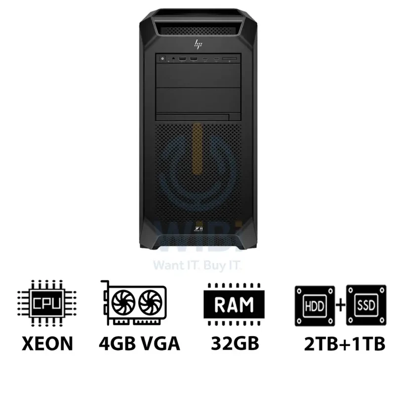 HP Z8 G5 Workstation - Xeon-2.0GHz / 12-Cores / 32GB / 2TB HDD + 1TB (NVMe M.2 SSD) / T400 4GB VGA / DOS (Without OS) / 3YW