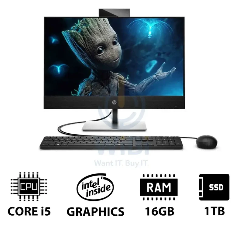 HP ProOne 440 G9 AIO - i5 / 16GB / 1TB (NVMe M.2 SSD) / 23.8" FHD Touch / DOS (Without OS) / 1YW / Black - Desktop