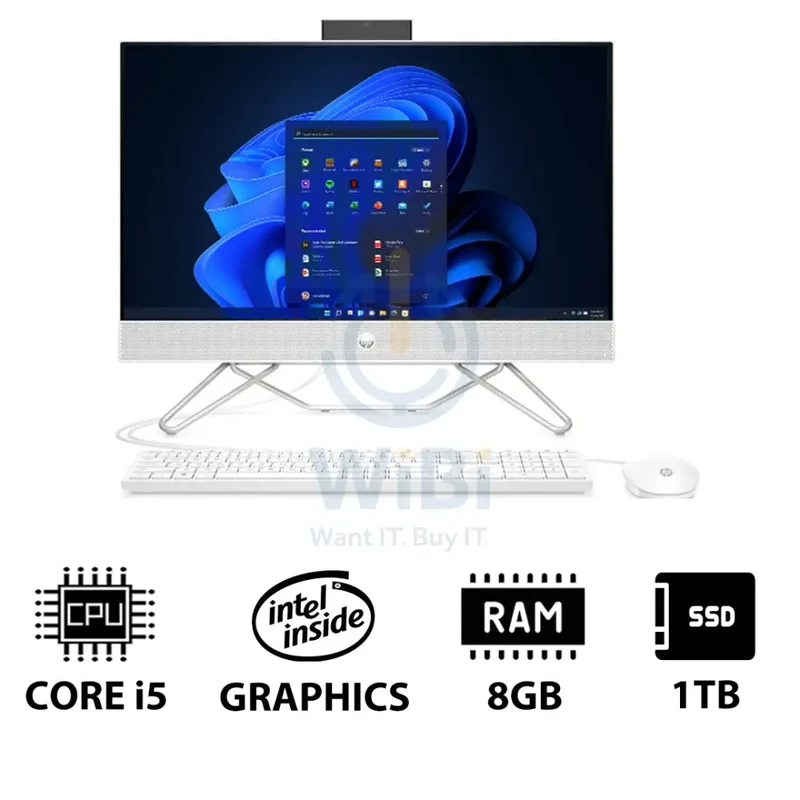HP 24-CB1339NE AIO PC - i5 / 8GB / 1TB (NVMe M.2 SSD) / 23.8" FHD Non-Touch / Win 11 Pro / 1YW / Starry White - Desktop