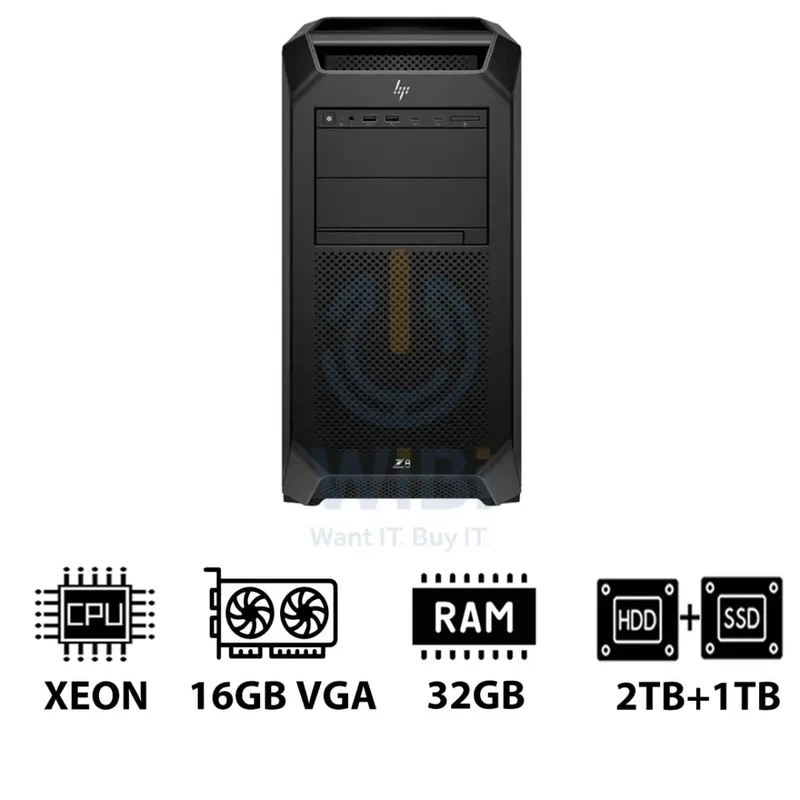 HP Z8 G5 Workstation - Xeon-2.0GHz / 12-Cores / 32GB / RTX 2000 ADA 16GB VGA / 2TB HDD + 1TB (NVMe M.2 SSD) / Win 11 Pro / 3YW