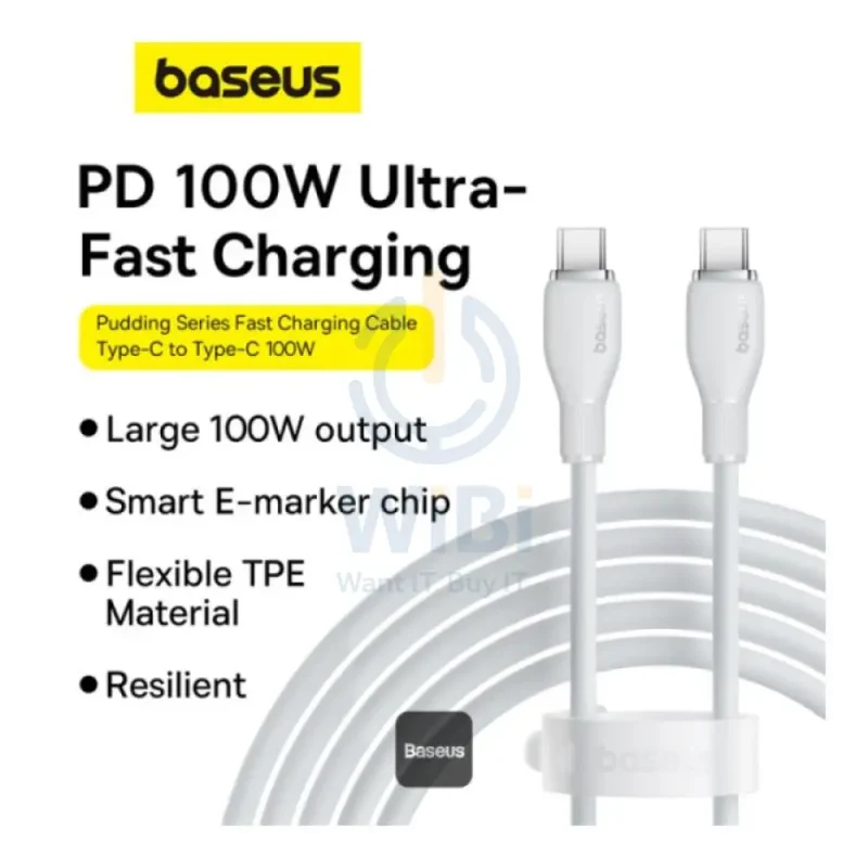 Baseus Pudding Series Fast Charging Cable - 1.2M / USB-C / 100W / Stellar White