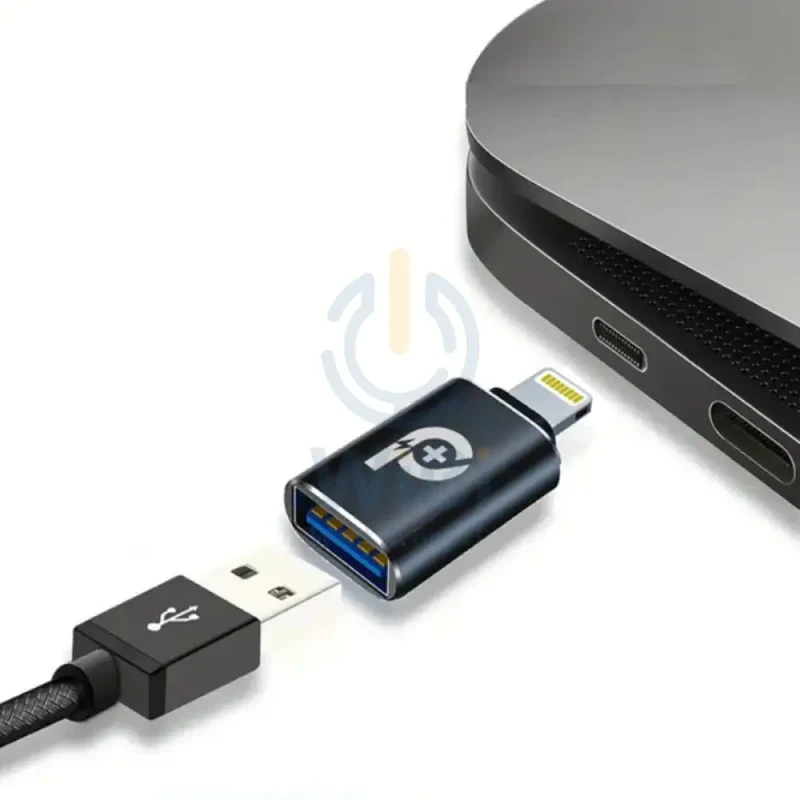 محول باور أو+ OTG من USB-A إلى لايتنينج - 480 ميجابت/ثانية / أسود