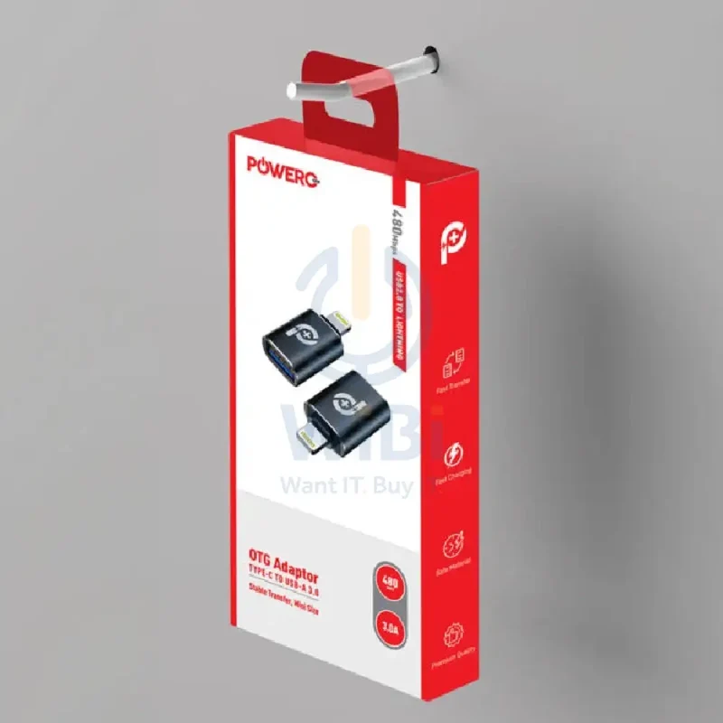 محول باور أو+ OTG من USB-A إلى لايتنينج - 480 ميجابت/ثانية / أسود