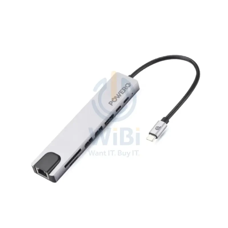 PowerO+ Hyper 8-in-1 USB-C HUB - HDMI / USB-C / USB / RJ45 / Grey