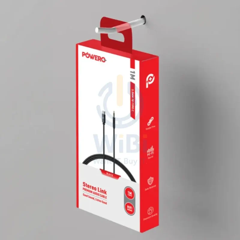 PowerO+ Rapid Pro Premium Audio Cable - 3.5MM / Type-C / 1 Meter / Black