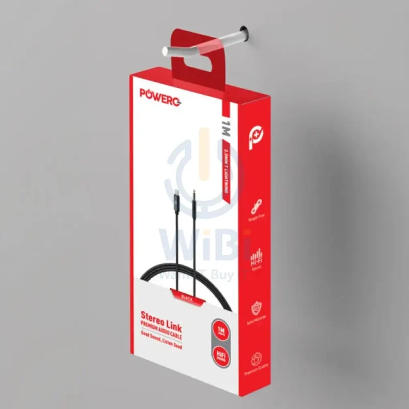 PowerO+ Rapid Pro Premium Audio Cable - 3.5MM / Lightning / 1 Meter / Black