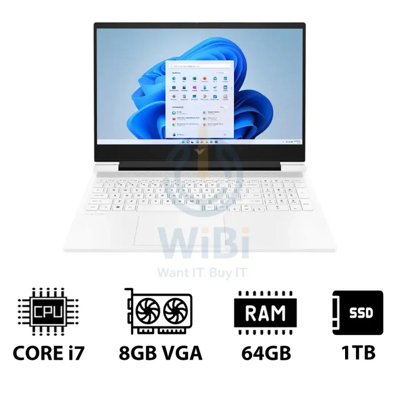 HP Victus Gaming Laptop 16-R1050NE - 16.1" FHD / i7 / 64GB / 1TB (NVMe M.2 SSD) / RTX 4070 8GB VGA / Win 11 Pro / 1YW / Ceramic White - Laptop