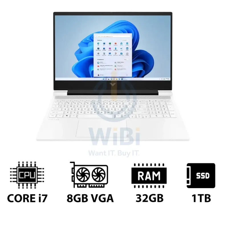 HP Victus Gaming Laptop 16-R1050NE - 16.1" FHD / i7 / 32GB / 1TB (NVMe M.2 SSD) / RTX 4070 8GB VGA / Win 11 Pro / 1YW / Ceramic White - Laptop